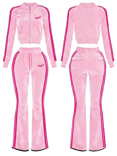 Light Pink Velvet TrackSuit