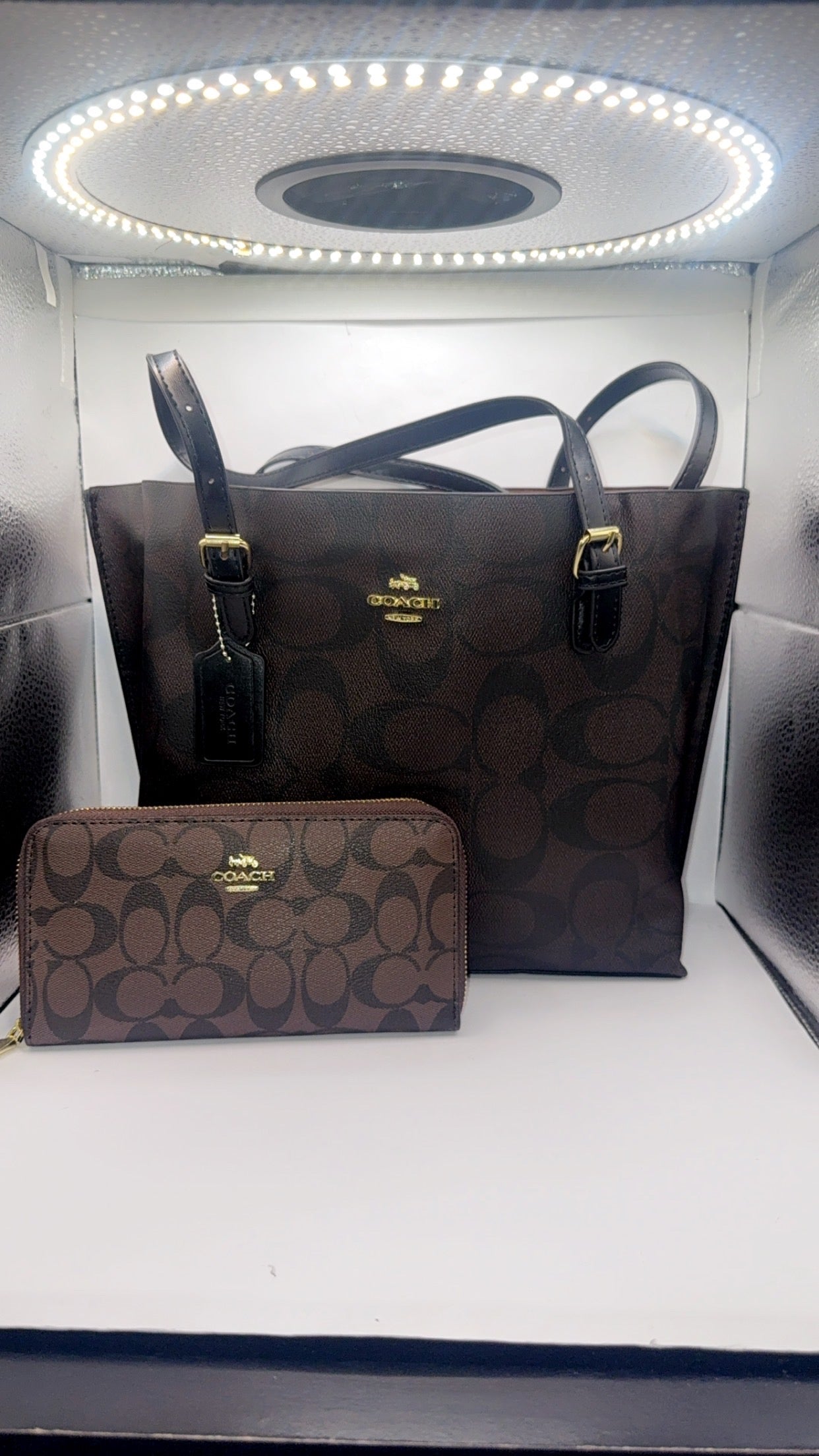 Brown Coach with wallet