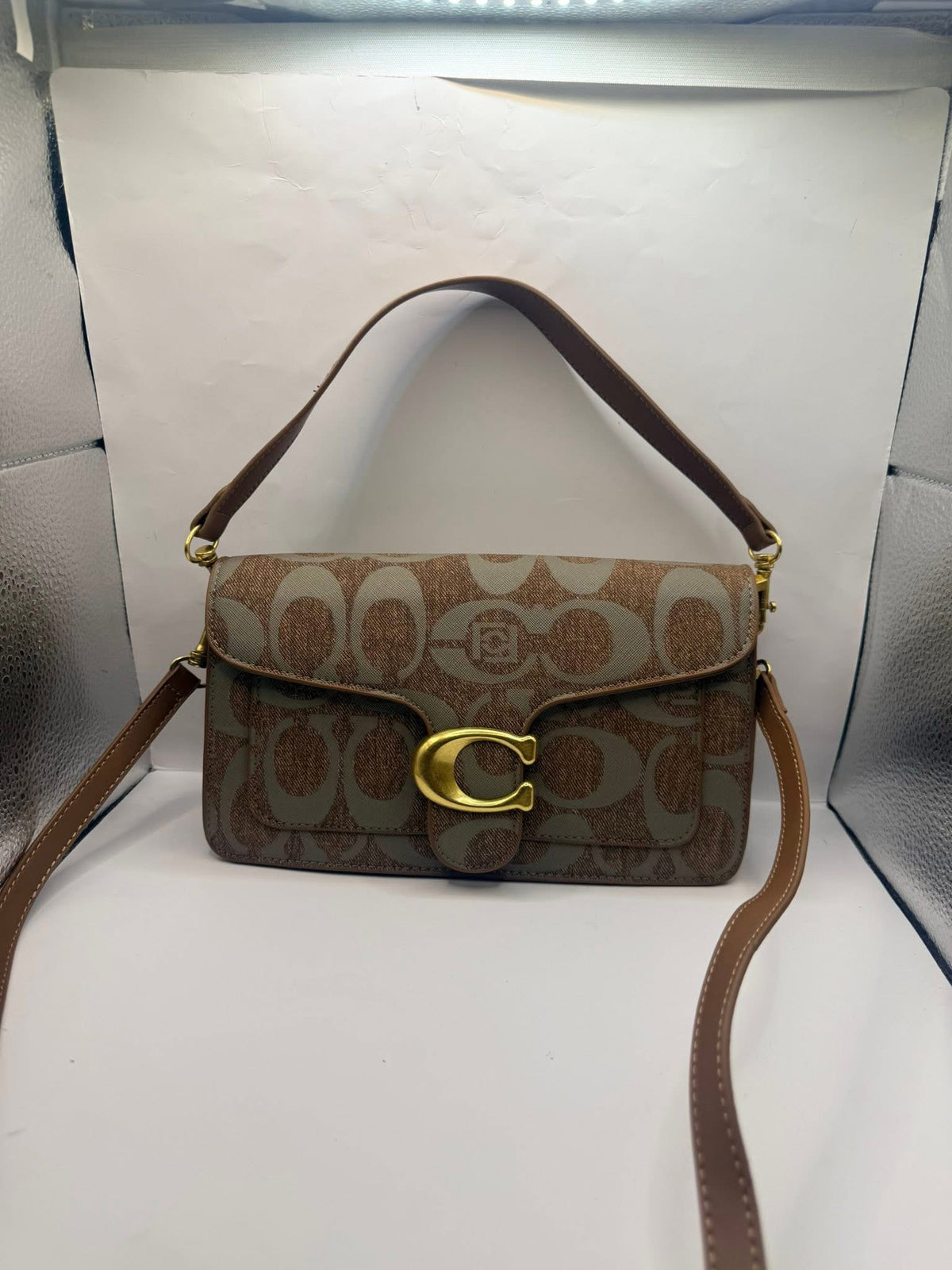 Brown & Green Tabby Bag
