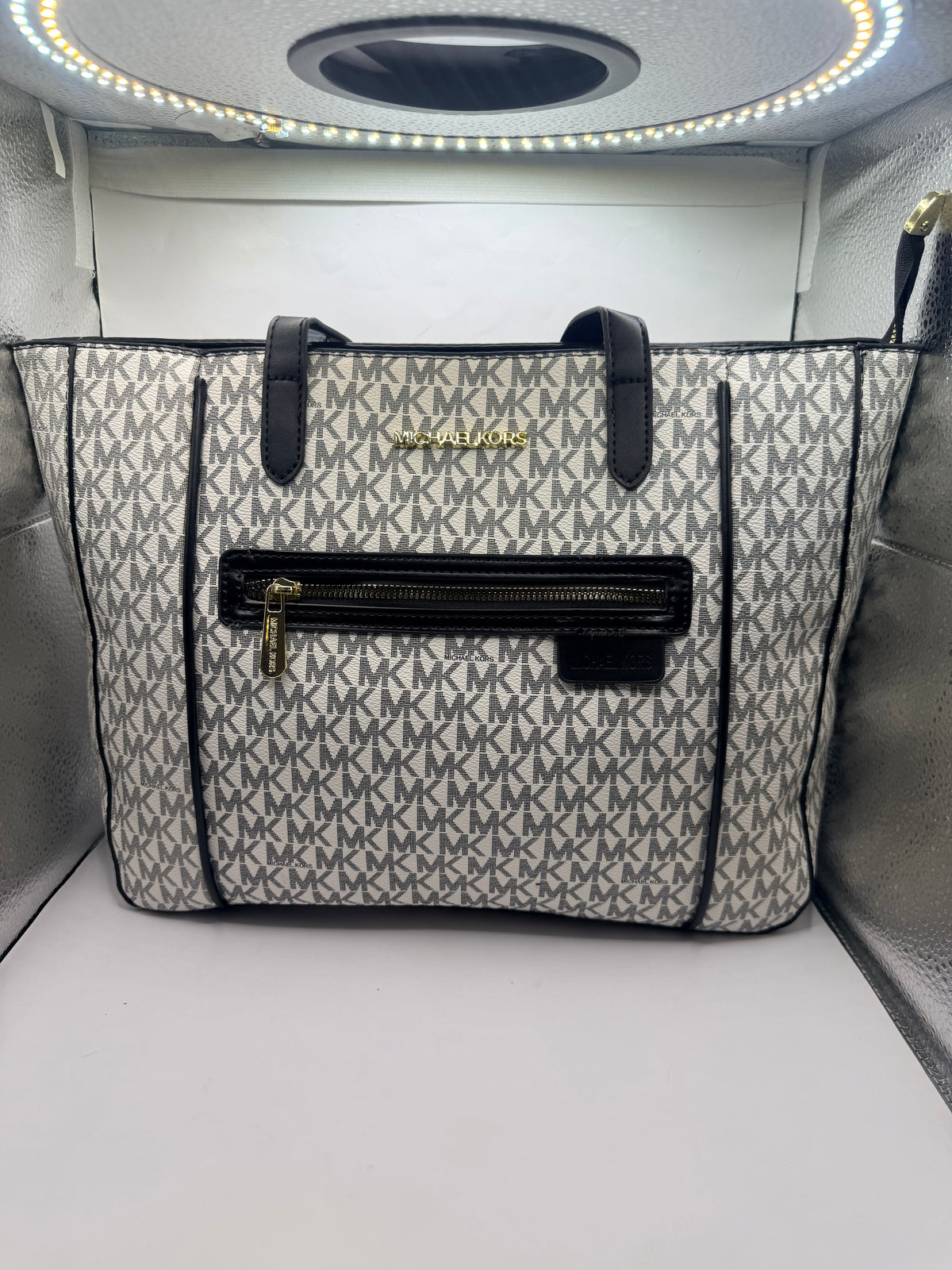 MK Black & White Handbag