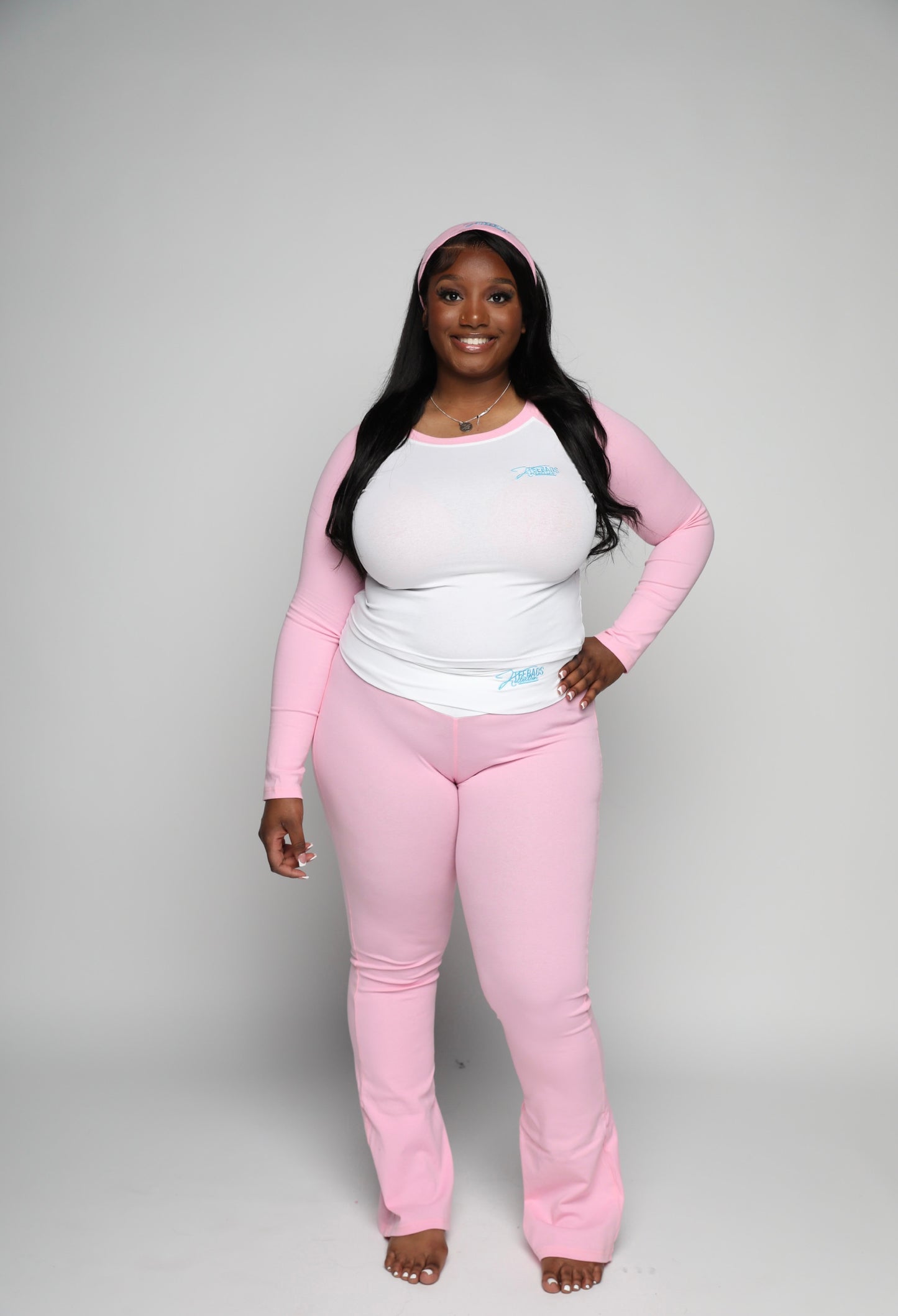 Pink TBK 3-Piece handbag set with blue logo🩷🩵