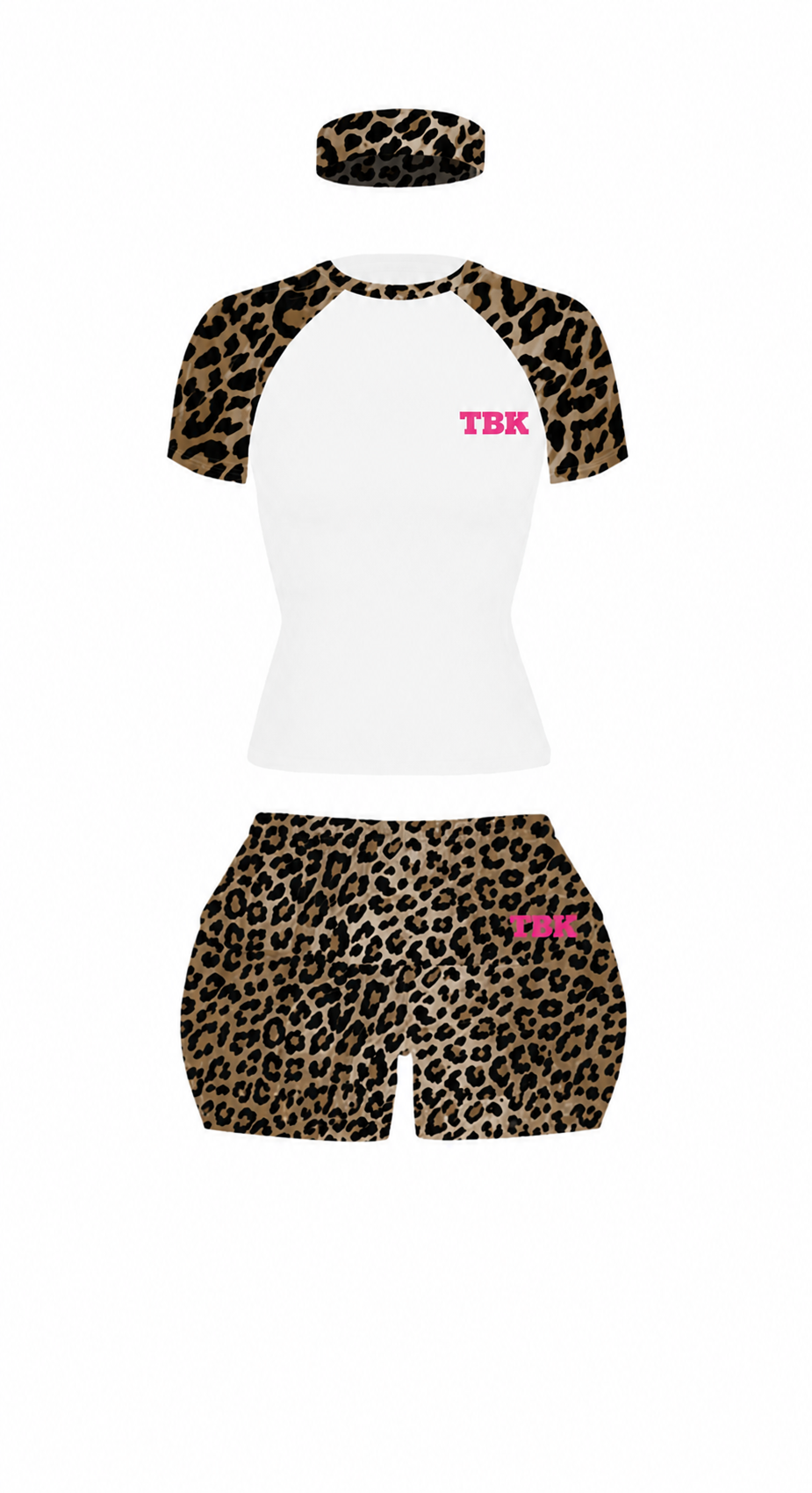 3 pc White Cheetah Shorts Set