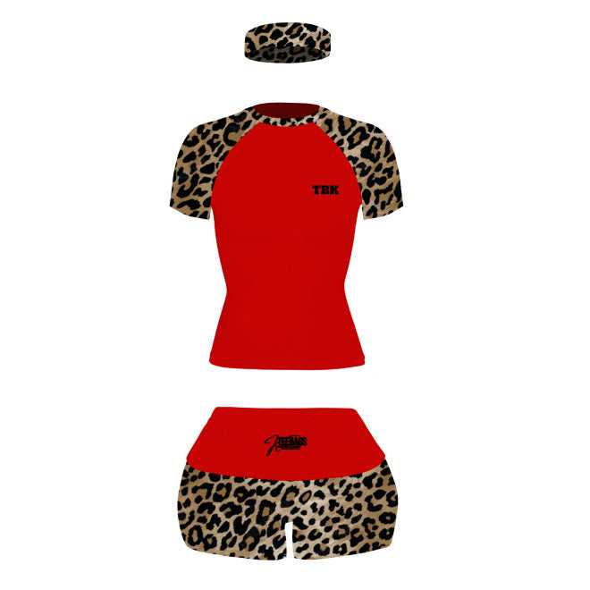 3 pc Red Cheetah Short Set