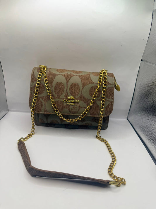 Brown & Green Coach Crossbody