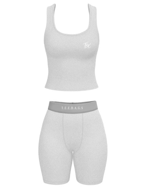 Gray Two Pc Biker Short Set