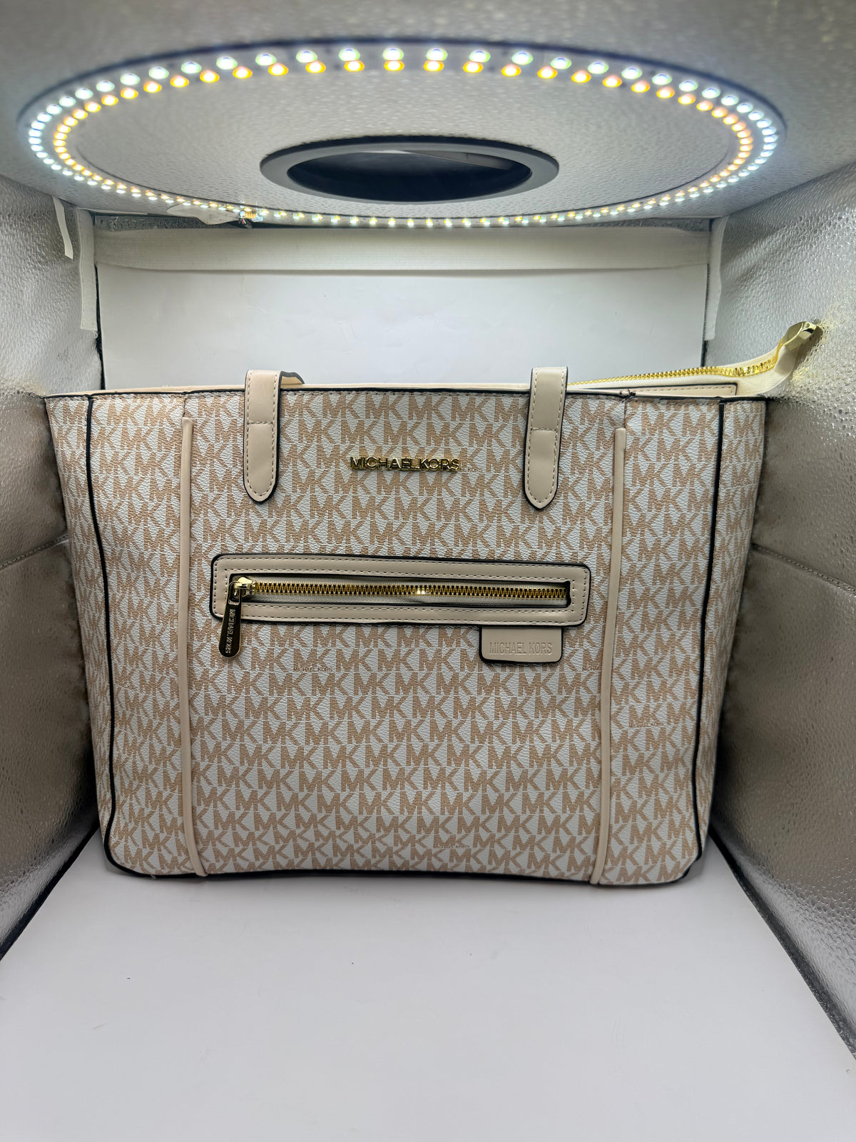 MK White & Beige Handbag