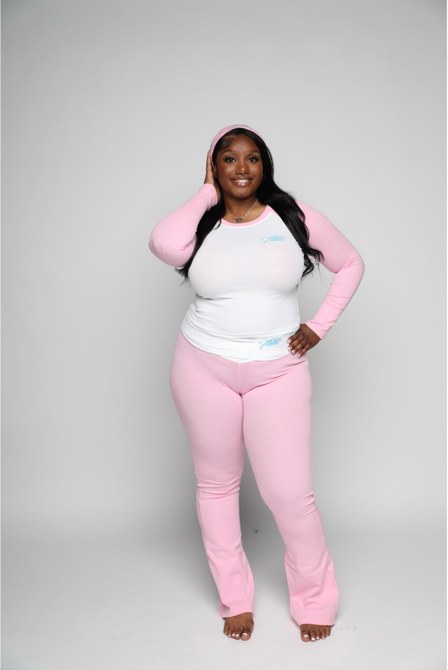 Pink TBK 3-Piece handbag set with blue logo🩷🩵