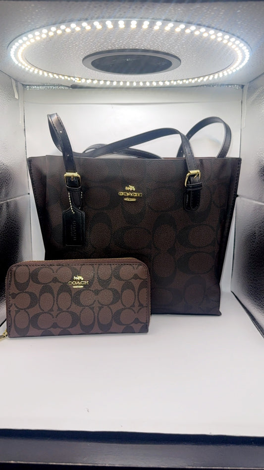 Brown Coach with wallet