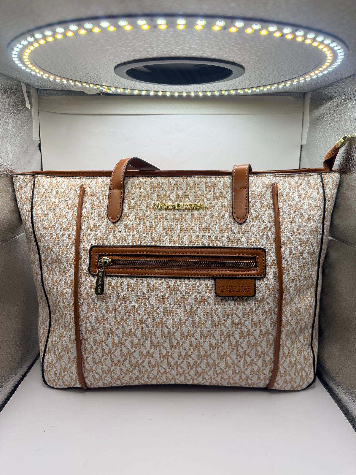 MK Brown & White Handbag
