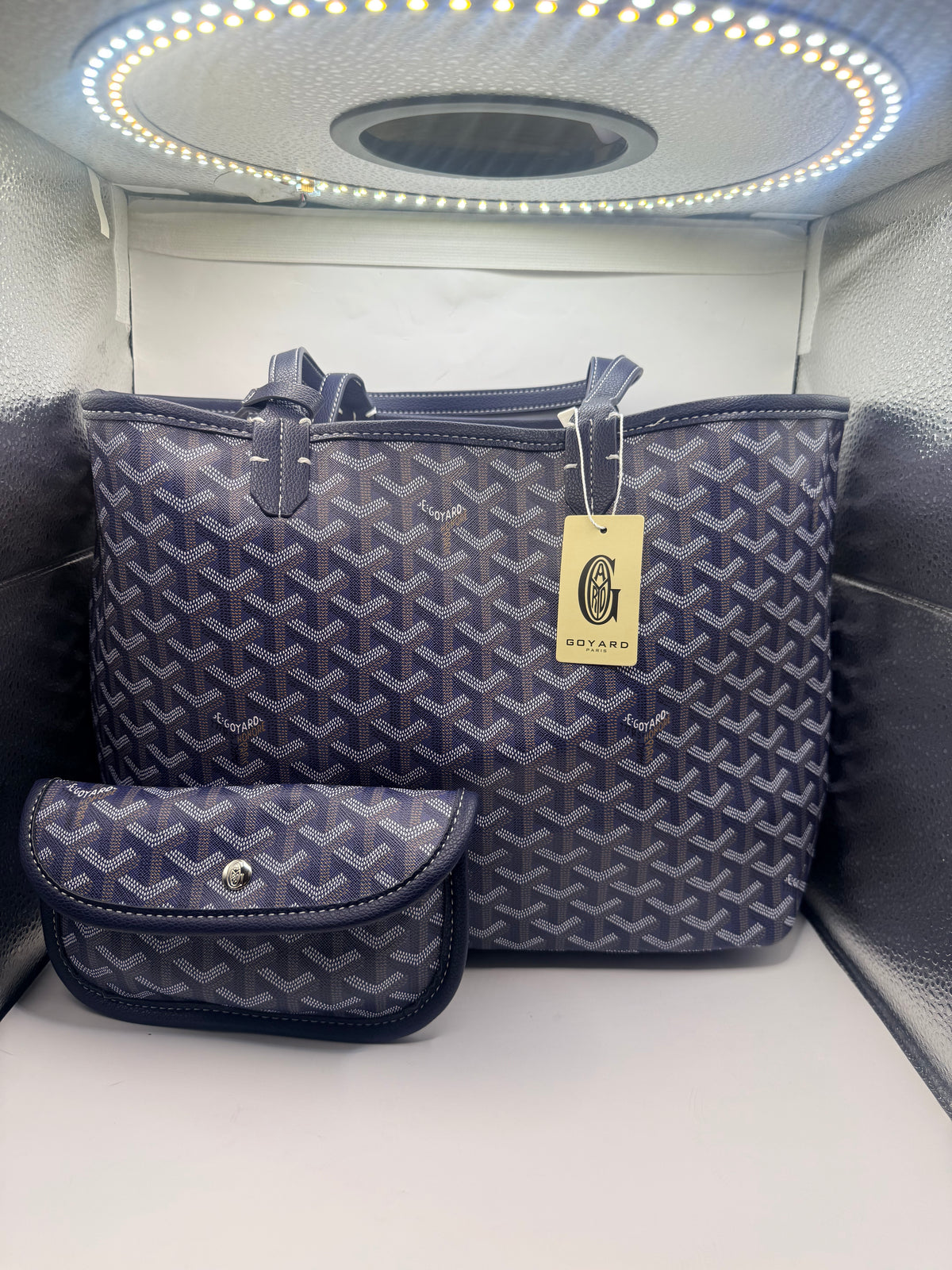 Navy Blue Goyard Handbag