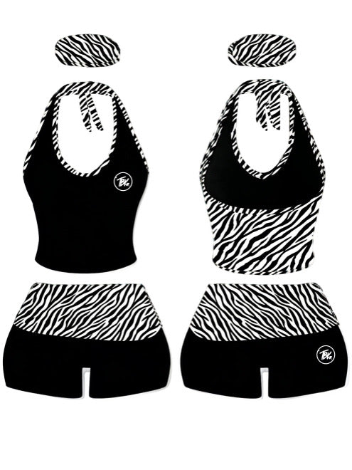Black 3-pc Halter Top Set