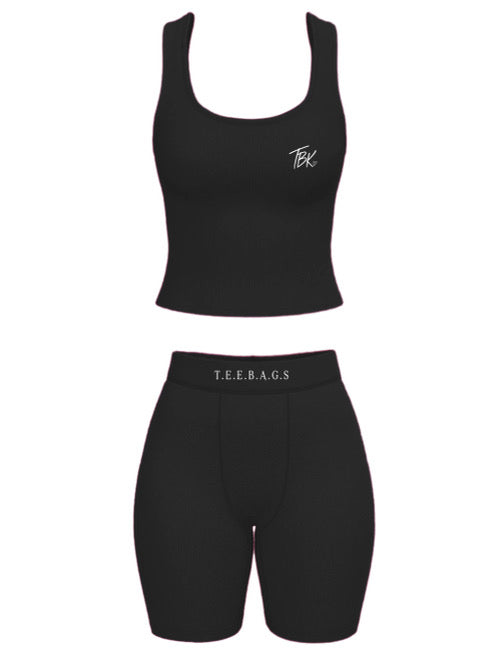 Black Two Pc Tank Top Set