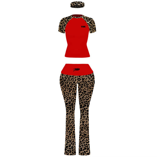 Red 3 piece Cheetah Pants Set