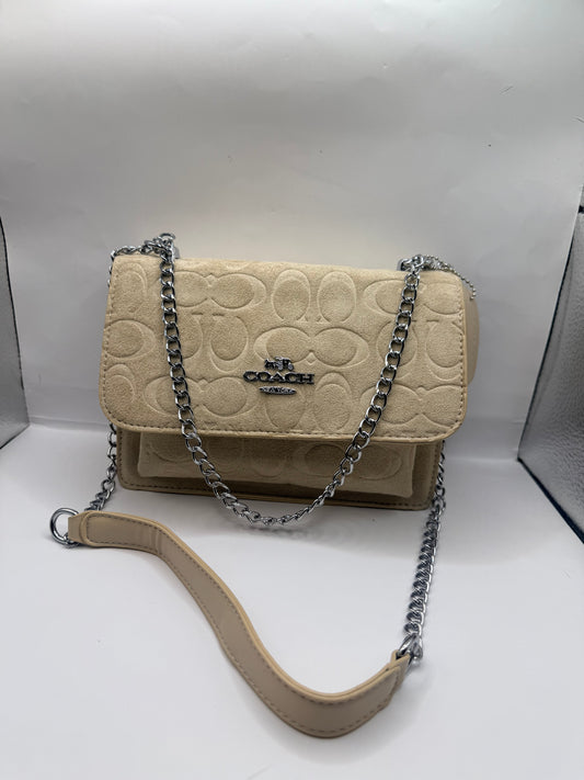 Khaki Suede Coach Handbag