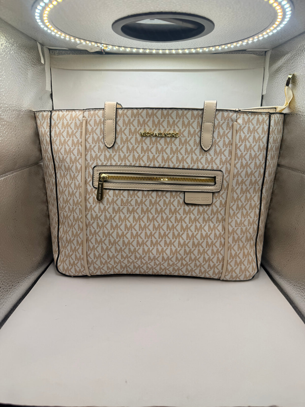 MK White & Beige Handbag