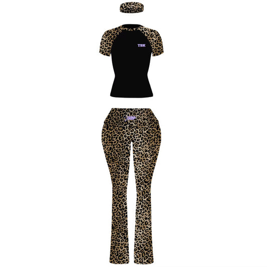 Black 3 Piece Cheetah Pants Set