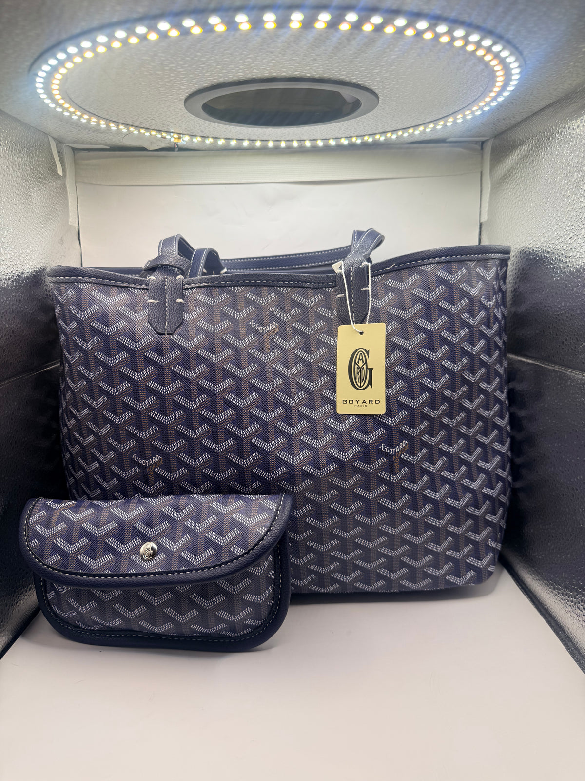 Navy Blue Goyard Handbag