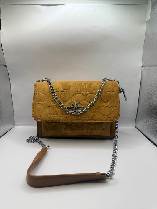 Yellow Suede Coach Handbag