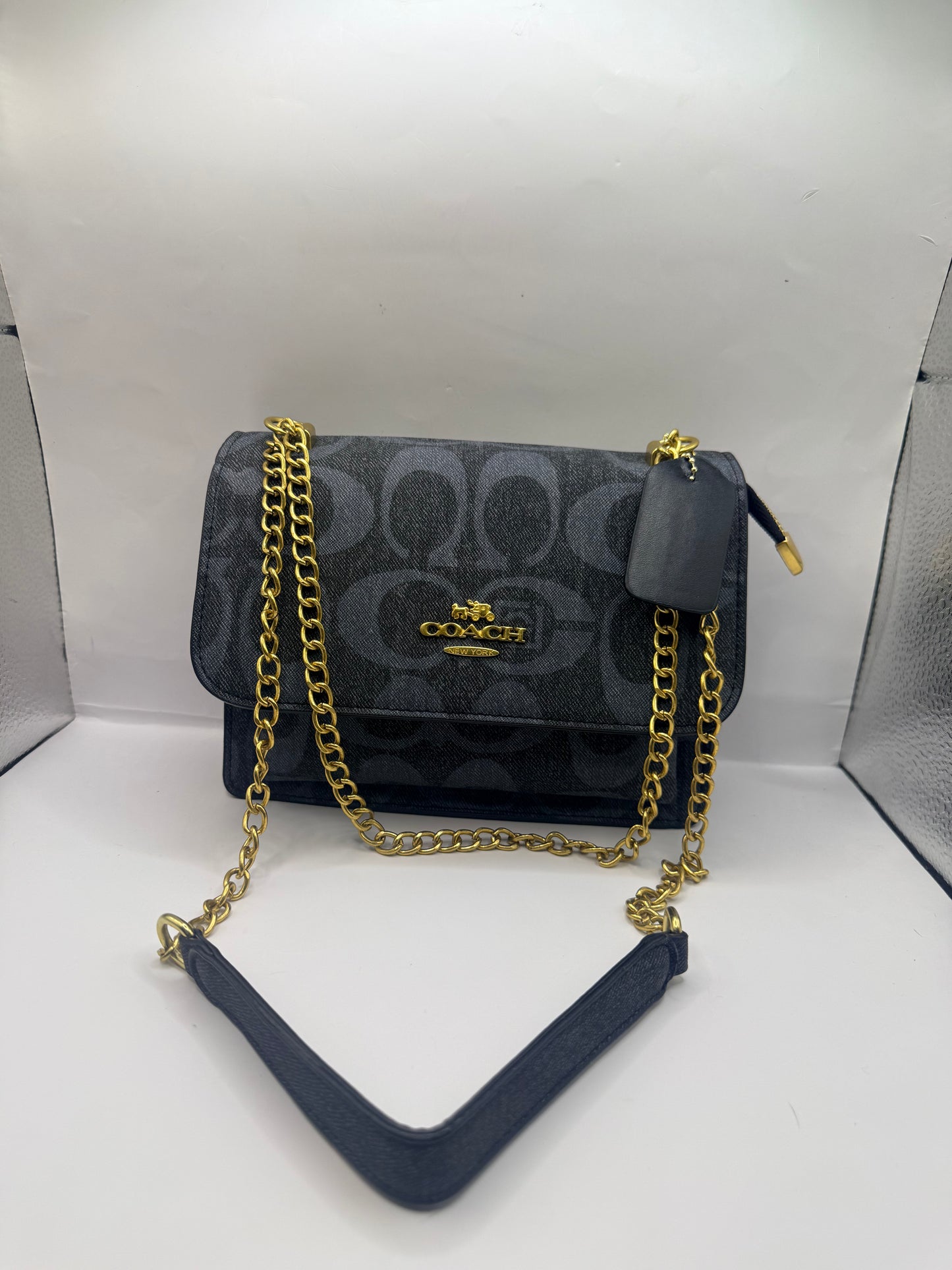 Blue & Black denim Coach Handbag