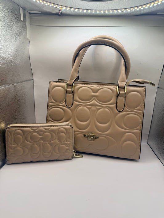Beige Coach Handbag w/wallet