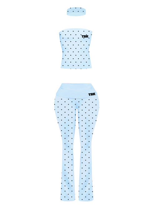 Blue Polka Dot Bell Bottom Set